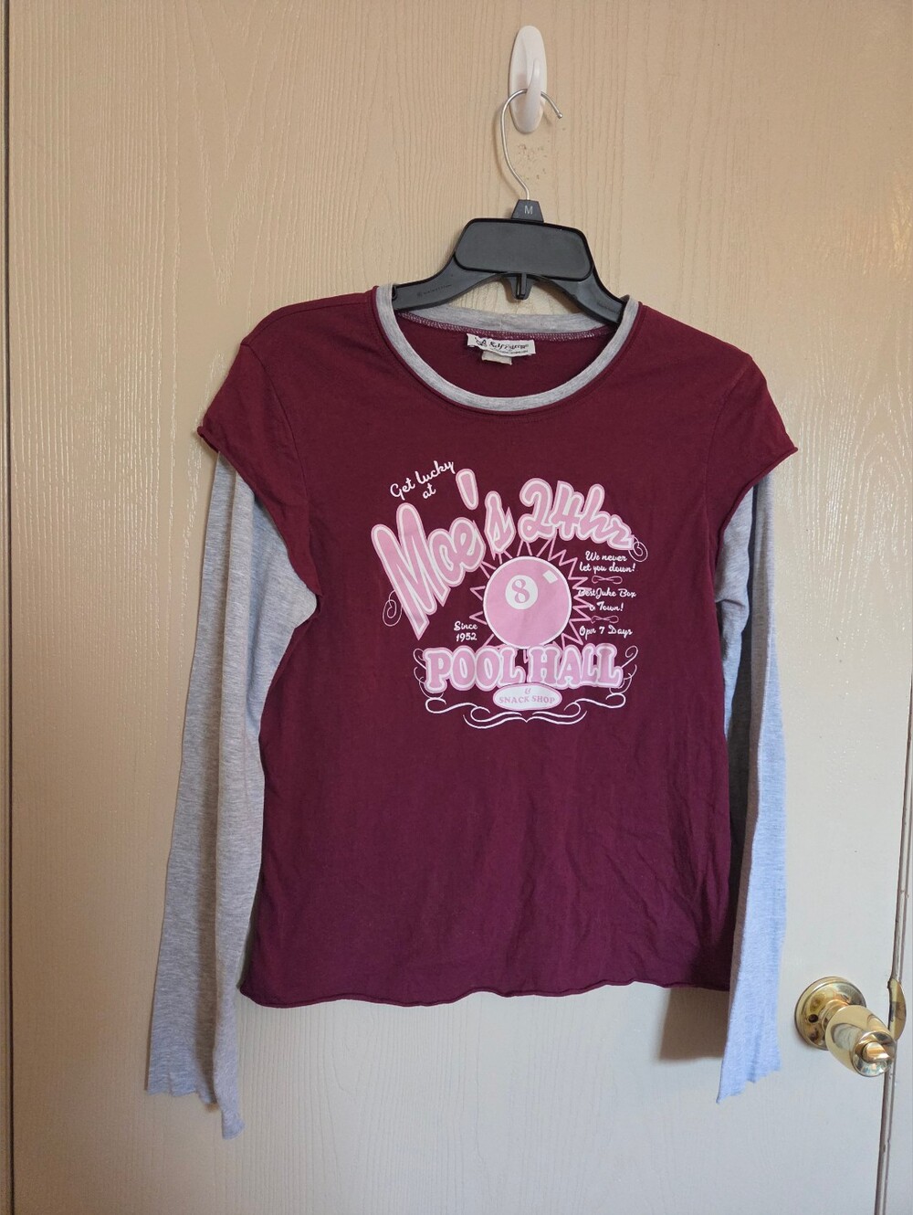 Self Esteem Womens Long Sleeve Y2k Vintage Maroon And Gray Size Small